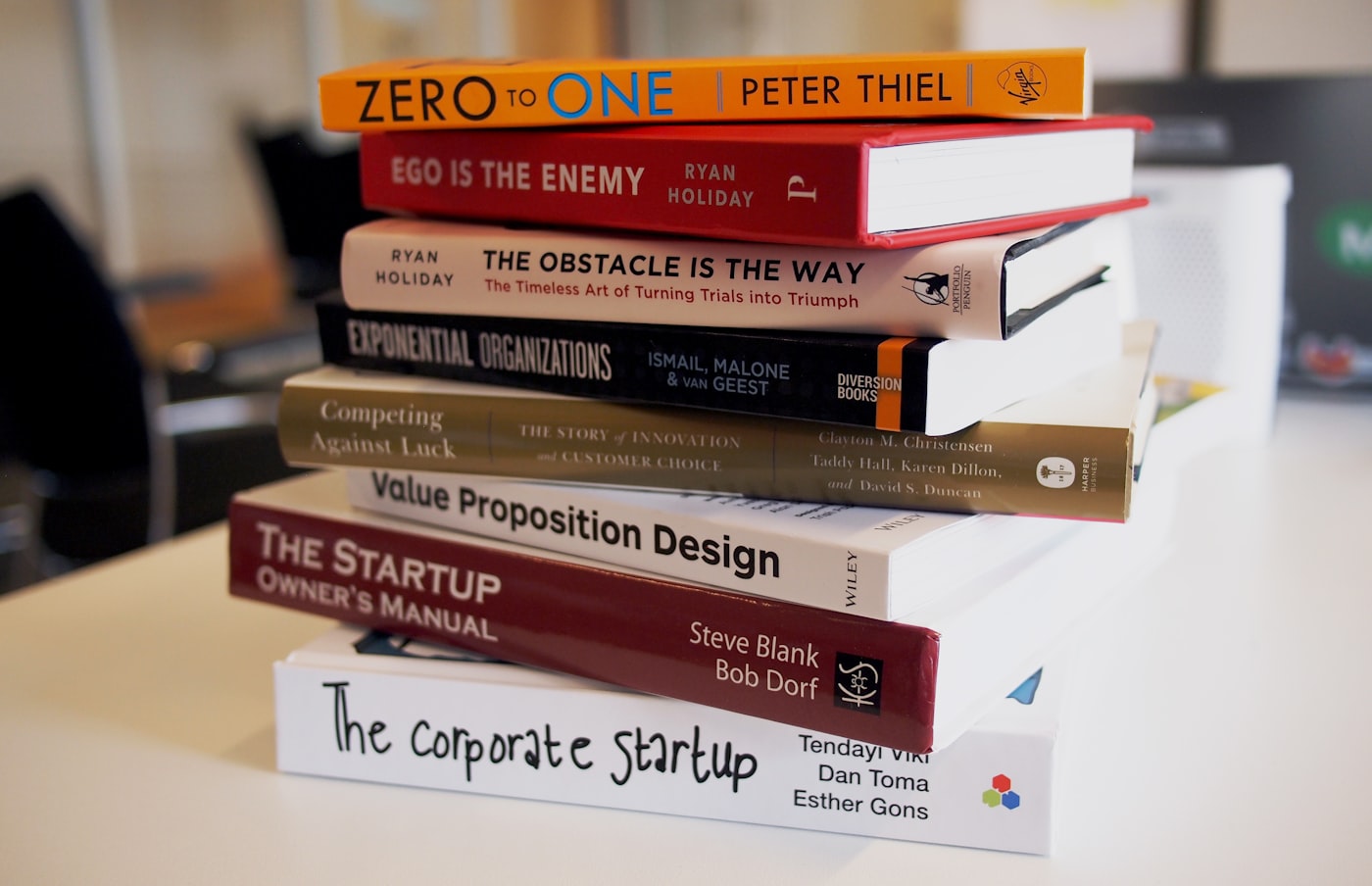 A tall stack of books
